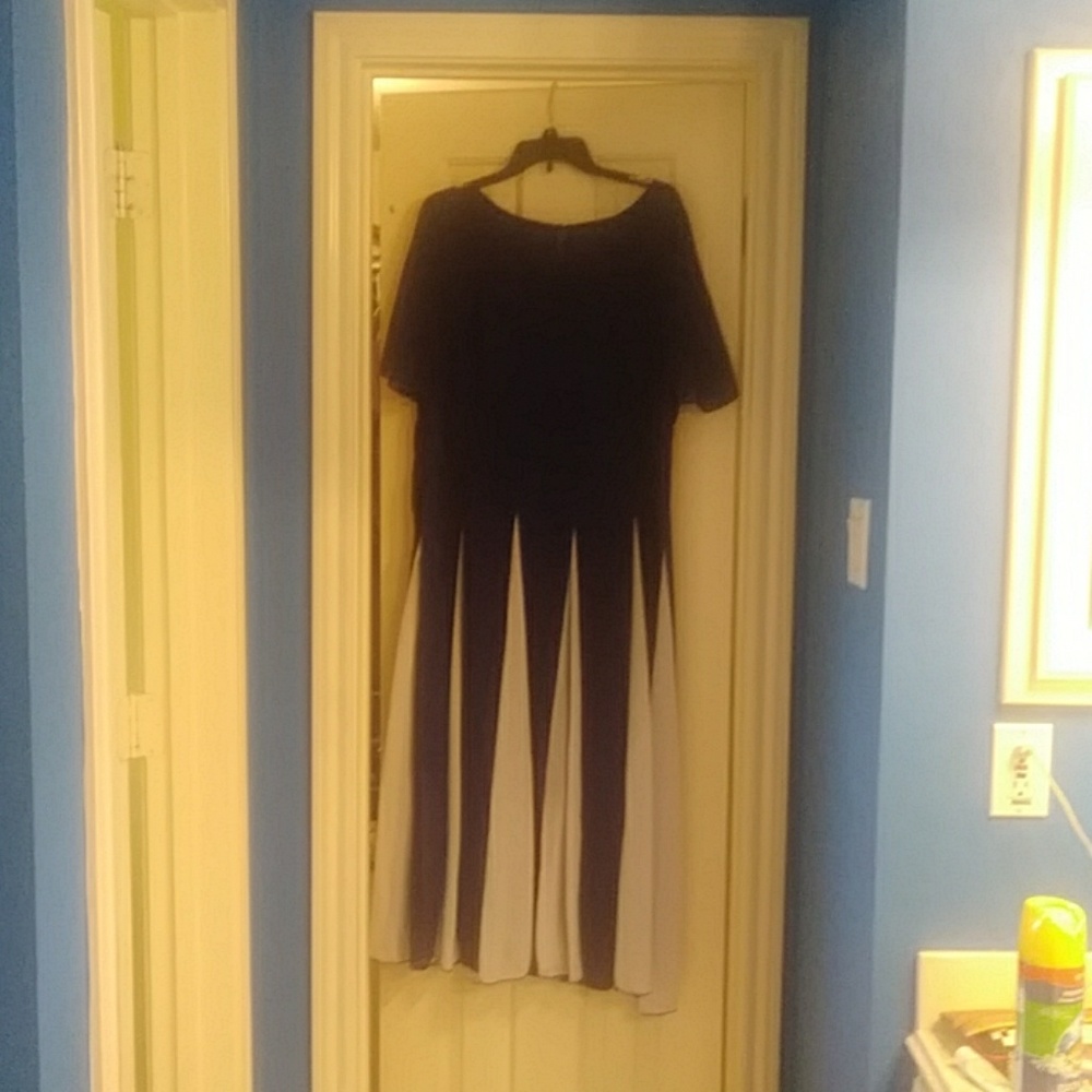 Blue and white dress